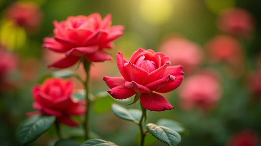 Close-up of blooming roses in selkora's rose garden